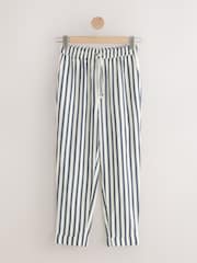 Blue/Ecru Stripe Pull On Tapered Trousers With Linen - Image 5 of 7