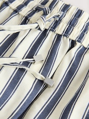 Blue/Ecru Stripe Pull On Tapered Trousers With Linen - Image 6 of 7