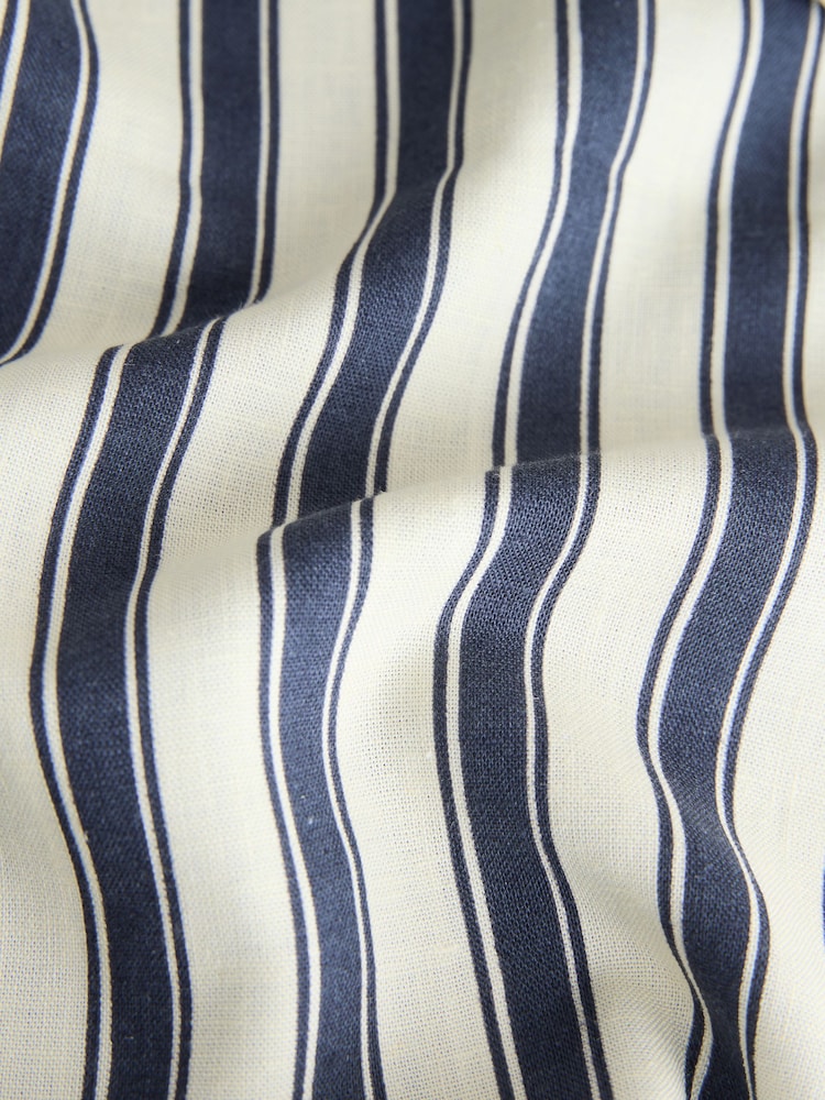 Blue/Ecru Stripe Pull On Tapered Trousers With Linen - Image 7 of 7