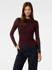 Forever New Red Raegan Ruched Mesh Top - Image 1 of 5