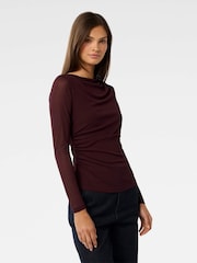 Forever New Red Raegan Ruched Mesh Top - Image 4 of 5