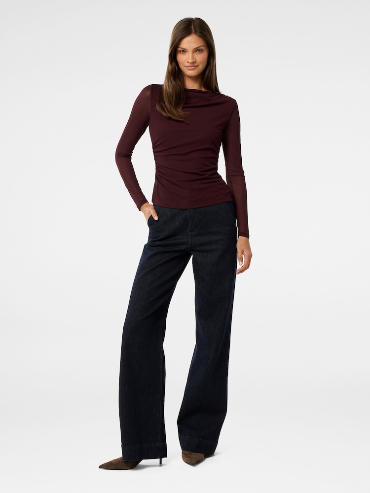 Forever New Red Raegan Ruched Mesh Top - Image 5 of 5 Forever New Red Raegan Ruched Mesh Top - Image 5 of 5