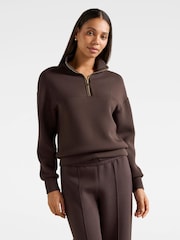 Forever New Brown Lya Lounge Satin Trim Jumper - Image 1 of 5