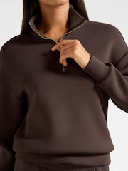 Forever New Brown Lya Lounge Satin Trim Jumper - Image 3 of 5