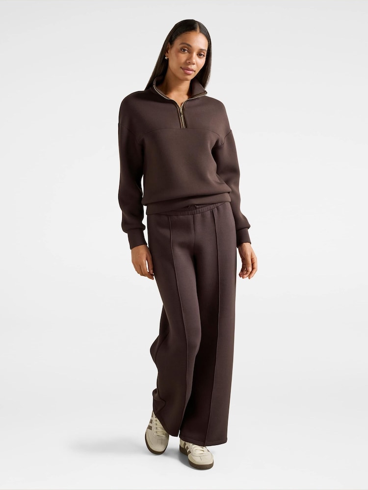 Forever New Brown Lya Lounge Satin Trim Jumper - Image 5 of 5 Forever New Brown Lya Lounge Satin Trim Jumper - Image 5 of 5