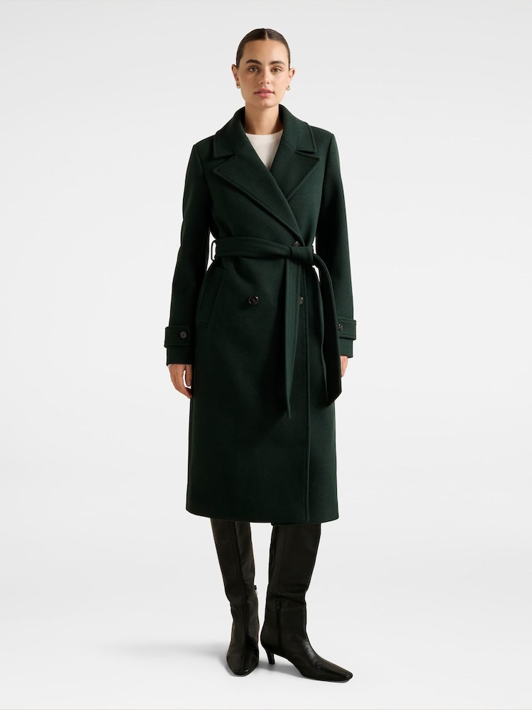 Forever New Green Cara Double Breasted Wrap Coat - Image 5 of 5
