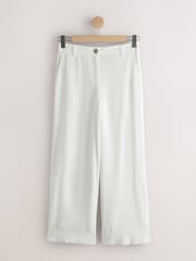 Blanco - Pantalones de pernera ancha de Blend de lino con delantero inteligente - Imagen 6 de 8