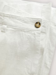 Blanco - Pantalones de pernera ancha de Blend de lino con delantero inteligente - Imagen 7 de 8