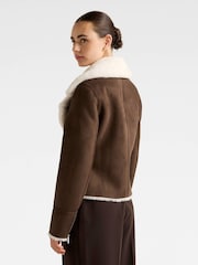 Forever New Brown Penny Faux Fur Aviator Jacket - Image 2 of 5