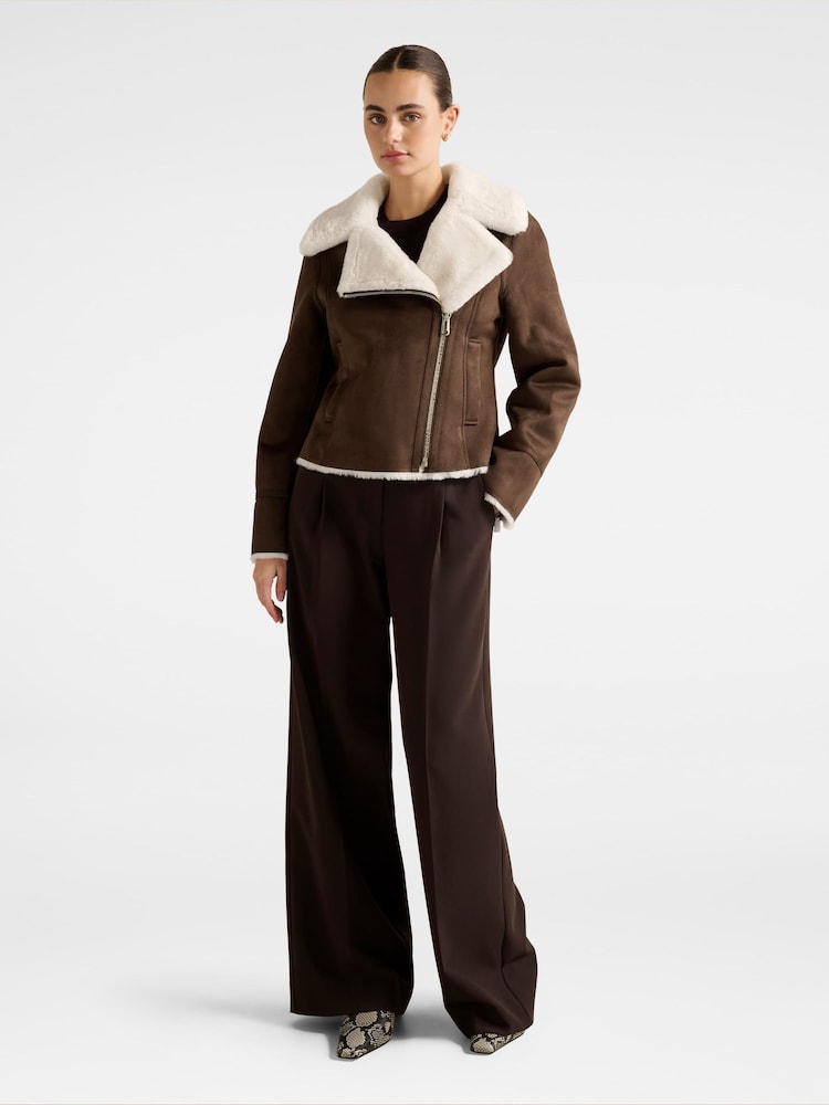 Forever New Brown Penny Faux Fur Aviator Jacket - Image 5 of 5 Forever New Brown Penny Faux Fur Aviator Jacket - Image 5 of 5