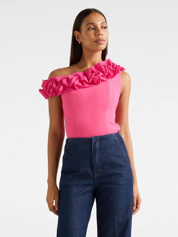 Forever New Pink Sadie One Shoulder Ruffle Top - Image 1 of 5