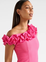 Forever New Pink Sadie One Shoulder Ruffle Top - Image 3 of 5