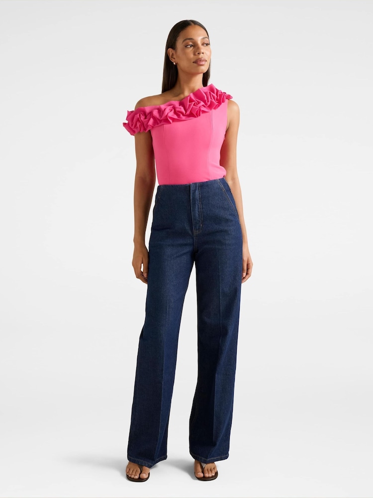 Forever New Pink Sadie One Shoulder Ruffle Top - Image 5 of 5 Forever New Pink Sadie One Shoulder Ruffle Top - Image 5 of 5