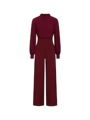 Hot Squash Red Wide Leg Jumpsuit with Blouson Sleeve - Image 5 of 5