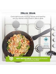 Tower Black 28cm Wok with Black Diamond Coating - Image 4 of 12
