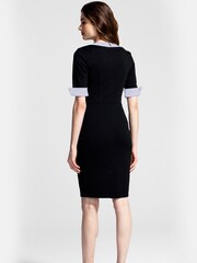 Hot Squash Contrast Collar Short-Sleeved Black Dress - Image 2 of 3