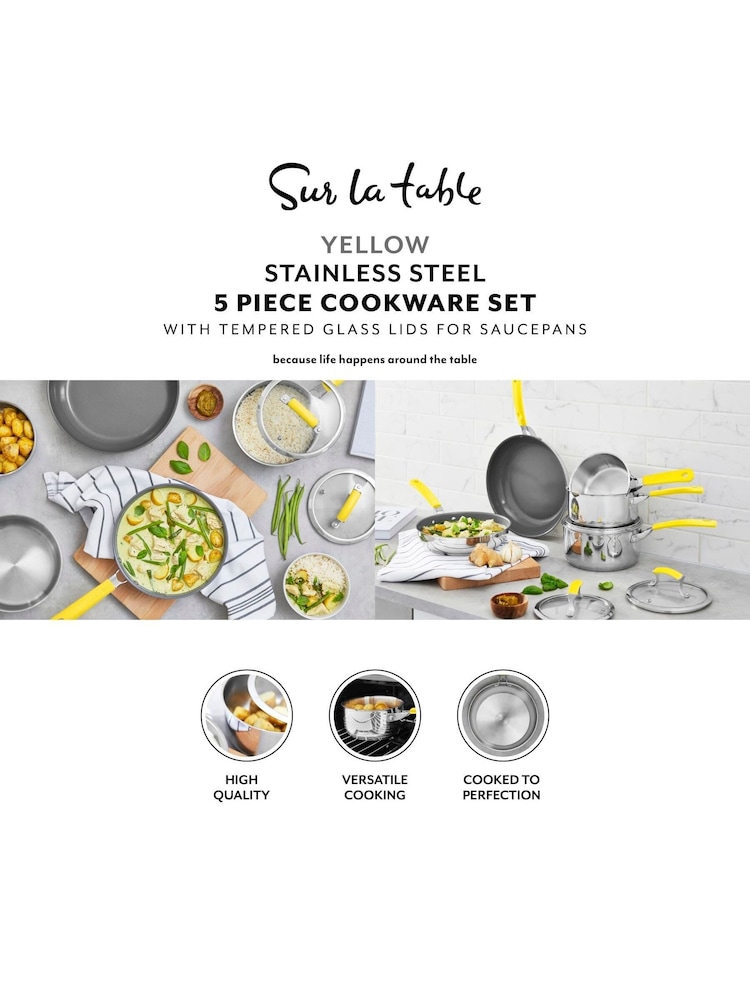 Sur La Table Yellow Colour Me Happy Cookware 5 Piece Set - Image 2 of 8