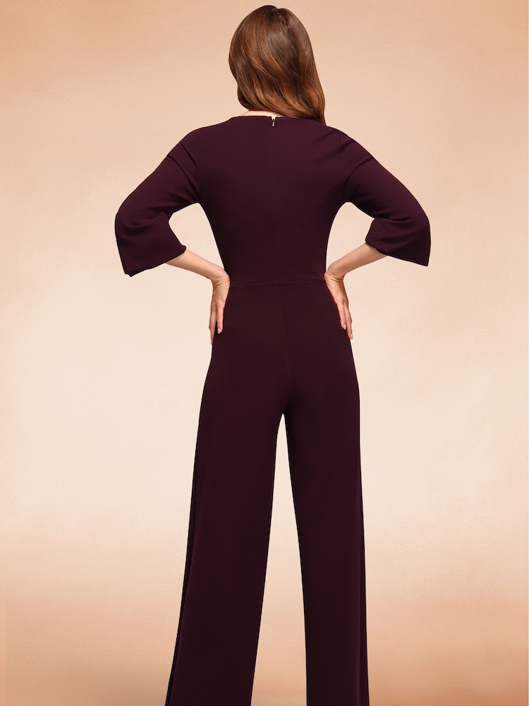 Hot Squash Purple Ruched Jumpsuit with Sleeves - Image 2 of 7