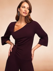 Hot Squash Purple Ruched Jumpsuit with Sleeves - Image 5 of 7