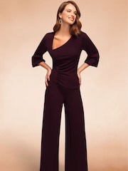 Hot Squash Purple Ruched Jumpsuit with Sleeves - Image 6 of 7