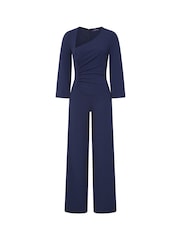 Hot Squash Blue Ruched Jumpsuit with Sleeves - Image 7 of 7