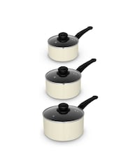 Swan 3 Piece Cream Townhouse Saucepan Set - Image 1 of 9