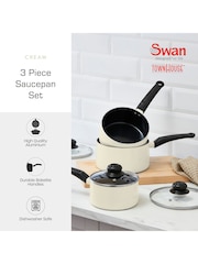 Swan 3 Piece Cream Townhouse Saucepan Set - Image 2 of 9