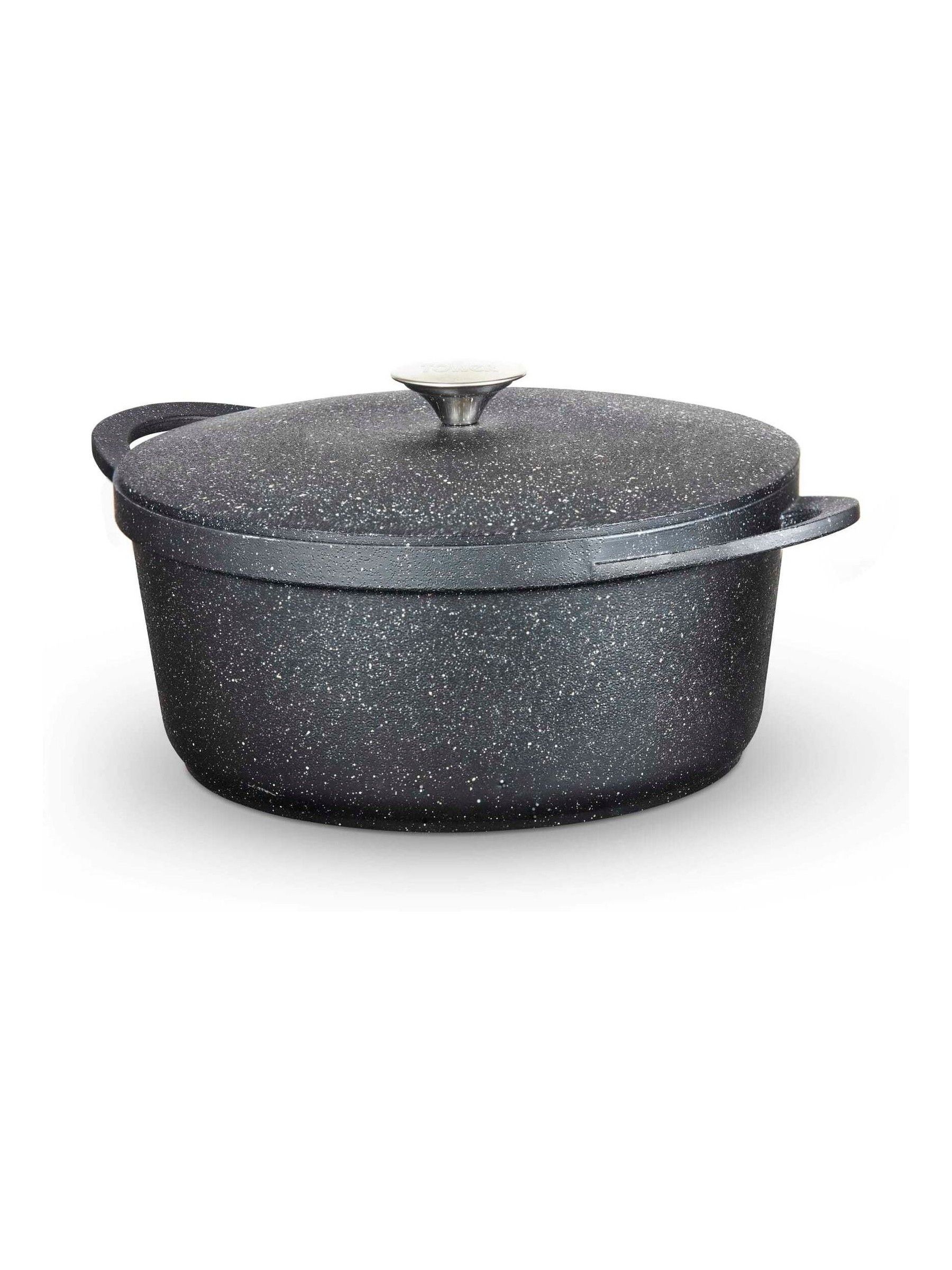 Tower 28cm Cast Aluminium Non-Stick Casserole Dish with Lid - Black - Image 7