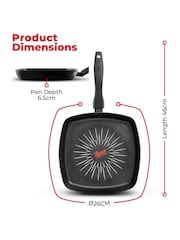 Tower Black Smart Start Forged 26cm Grill Pan - Image 11 of 12