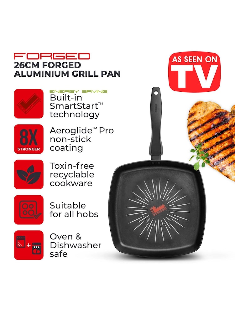 Tower Black Smart Start Forged 26cm Grill Pan - Image 2 of 12