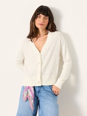 FatFace Suzie White Knitted Cardigan - Image 1 of 5
