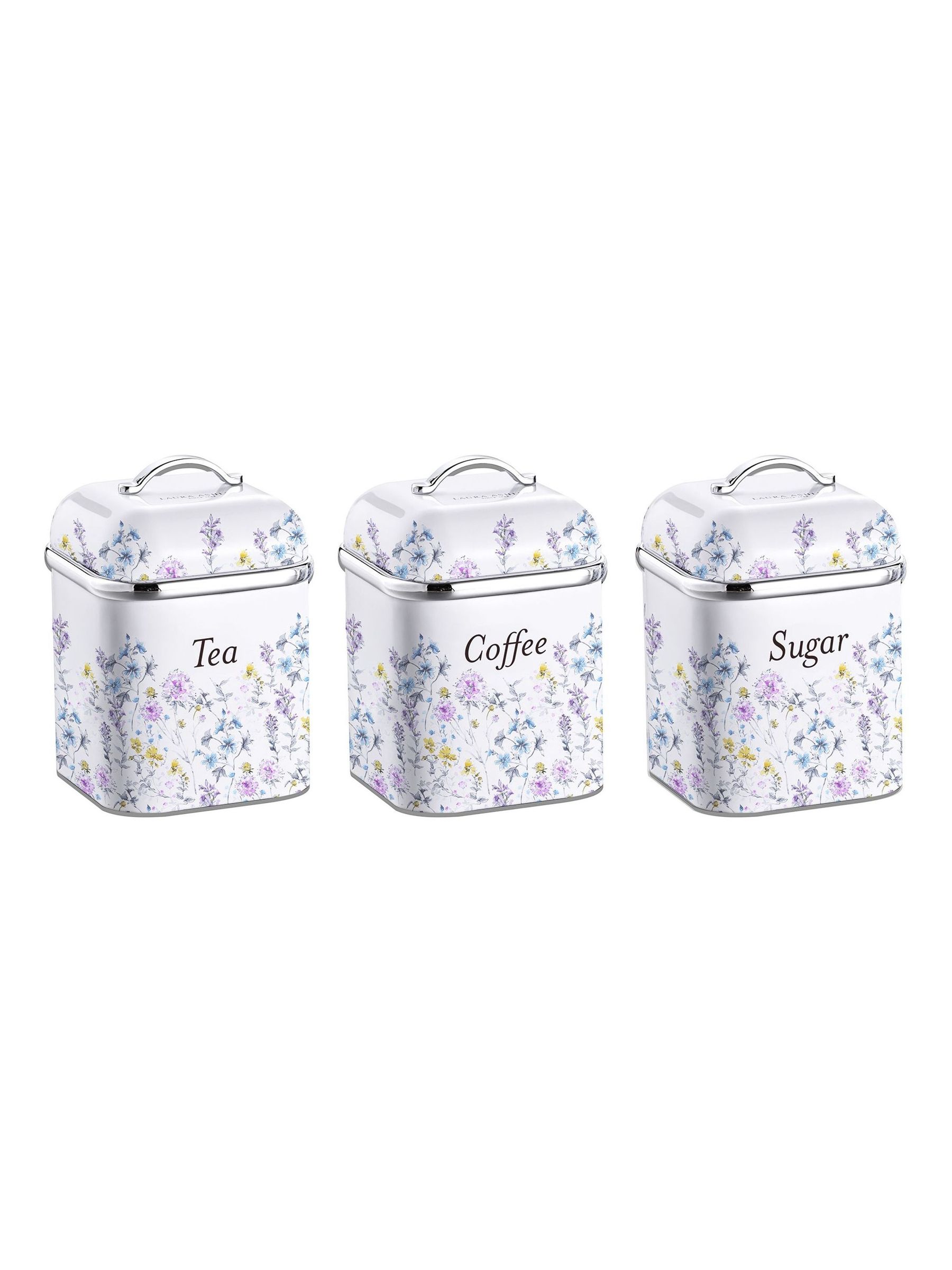 Laura Ashley Set Of 3 Storage Canisters With Removable Lids - Wild Meadow - Image 2