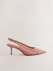 Pink Standard/Wide Fit Forever Comfort Raffia Point Toe Slingback Heels - Image 1 of 5
