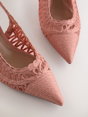 Pink Standard/Wide Fit Forever Comfort Raffia Point Toe Slingback Heels - Image 3 of 5