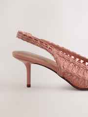 Pink Standard/Wide Fit Forever Comfort Raffia Point Toe Slingback Heels - Image 5 of 5