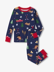 Hatley Blue Winter Cabin Kids Pyjamas Set - Slika 1 iz 3