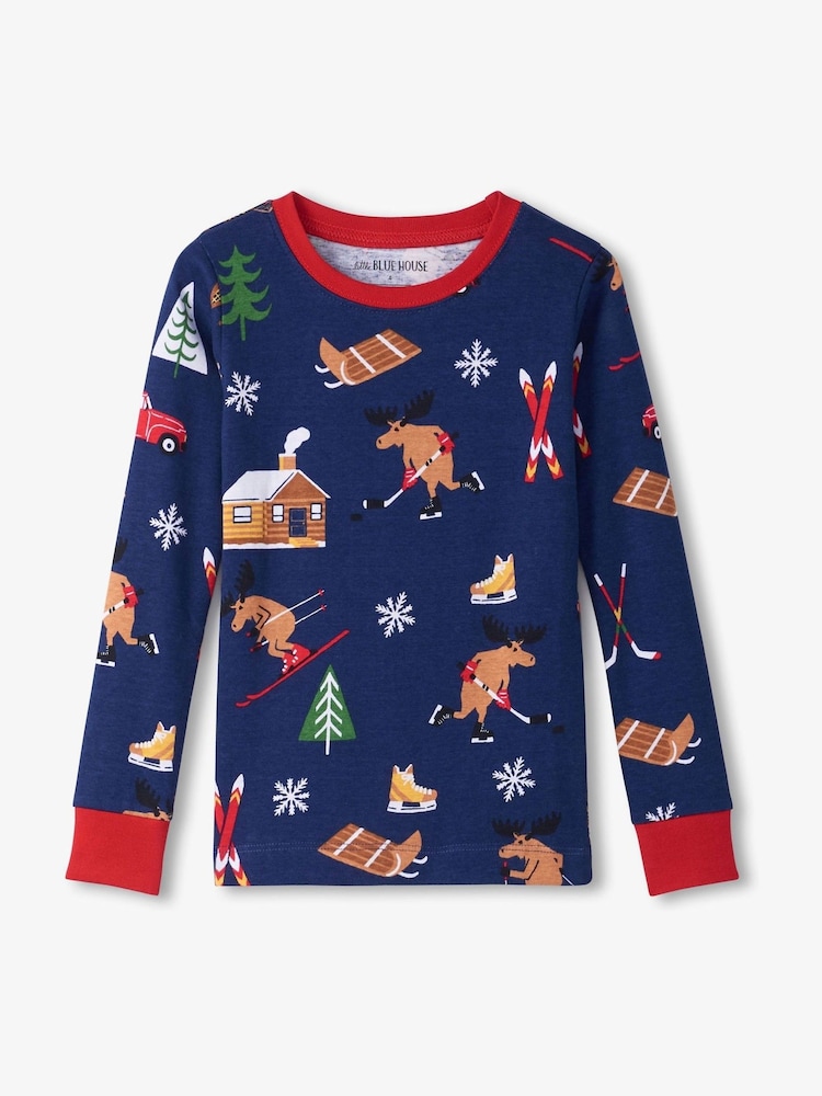 Hatley Blue Winter Cabin Kids Pyjamas Set - Slika 2 iz 3