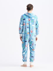 Hatley Blue Vintage Ski Adult Hooded Fleece Jumpsuit - Image 3 of 3