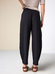 Black Barrel Leg Trousers with Linen - Image 4 of 8