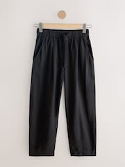 Black Barrel Leg Trousers with Linen - Image 6 of 8