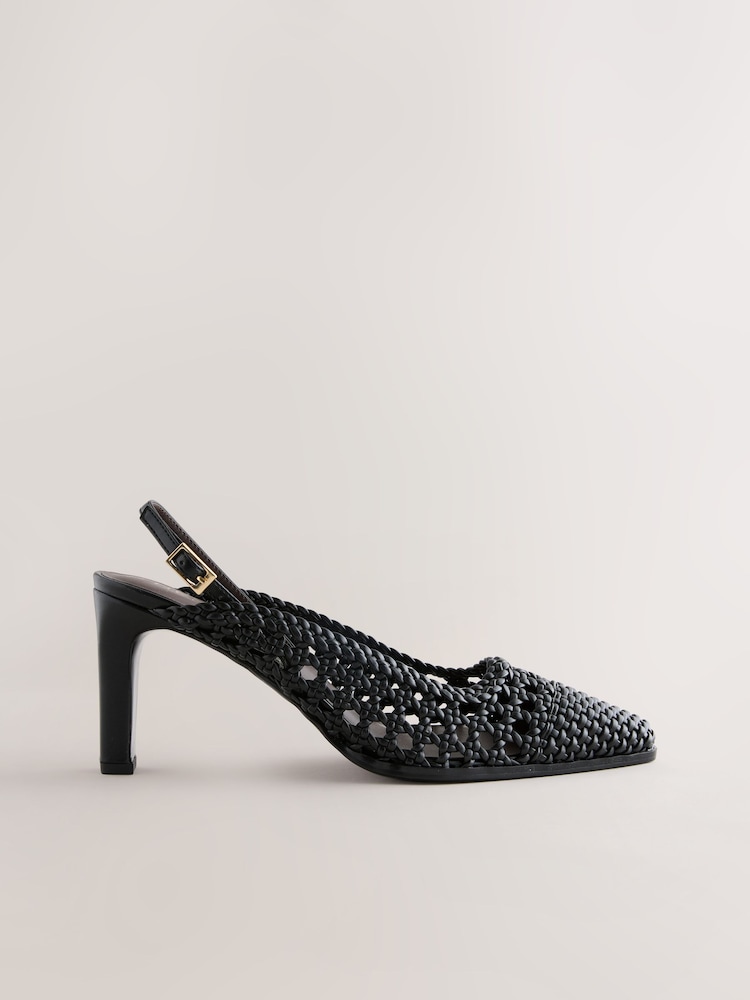 Black Forever Comfort Weave Slingback Heels - Image 1 of 5