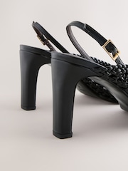 Black Forever Comfort Weave Slingback Heels - Image 4 of 5