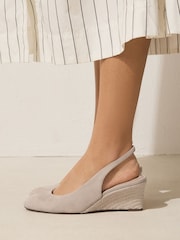 Nude Forever Comfort® Leather Closed Toe Slingback Wedges - Image 4 of 10