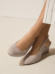 Nude Forever Comfort® Leather Closed Toe Slingback Wedges - Image 6 of 10