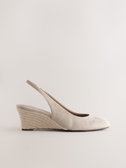 Nude Forever Comfort® Leather Closed Toe Slingback Wedges - Image 7 of 10