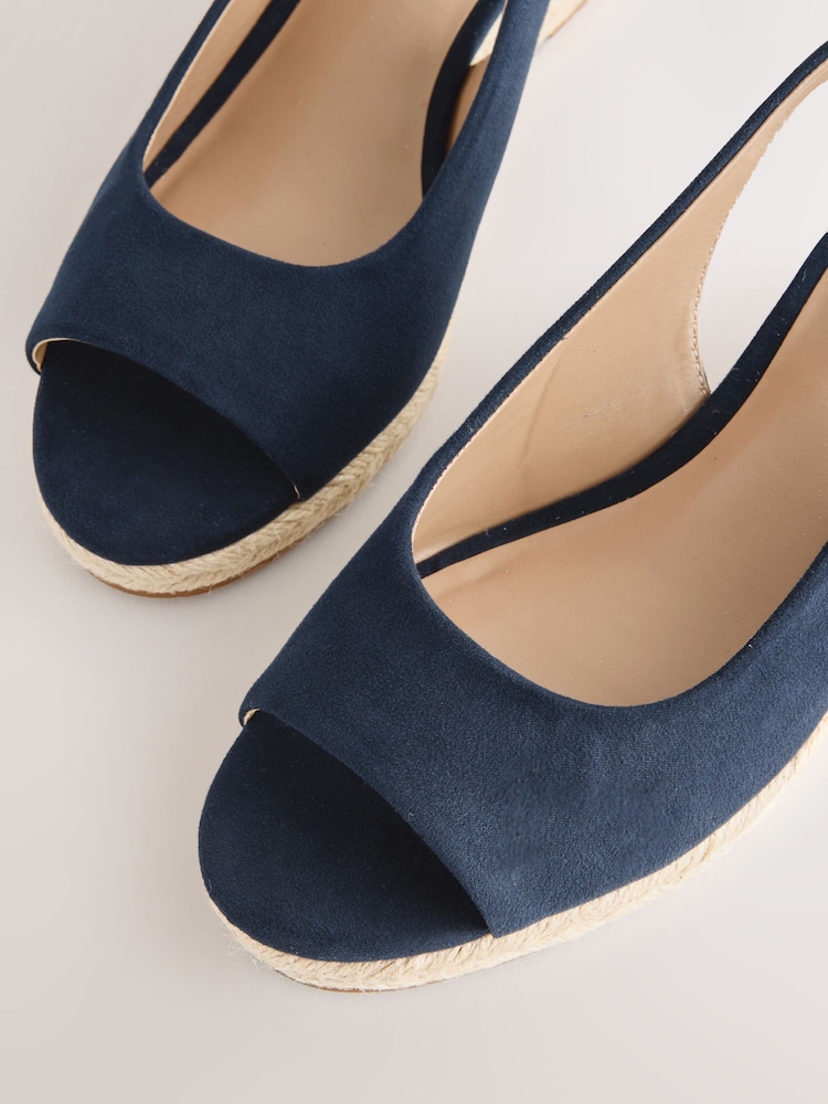 Womens Next Navy Forever Comfort Peep Toe Wedges