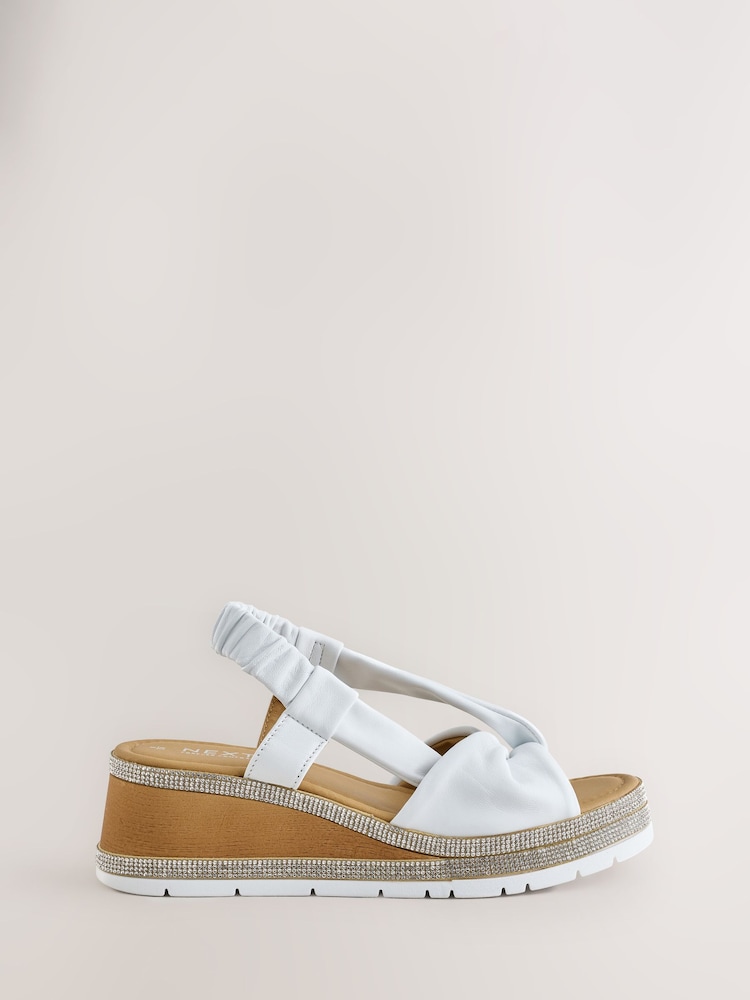 Blanco - Forever Comfort® Open Toe Wedge Sandals With Sparkle Trim - Imagen 1 de 5
