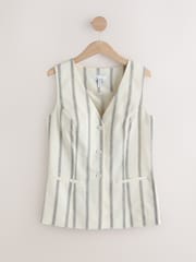 Ecru Stripe N. Premium Linen Blend Waistcoat - Image 1 of 4