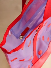 Cath Kidston Red/Lilac Purple Polka Dot Mesh Beach Bag - Image 3 of 4