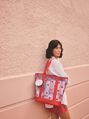 Cath Kidston Red/Lilac Purple Polka Dot Mesh Beach Bag - Image 4 of 4